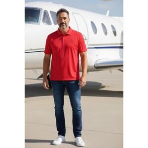 Ping Polo Shirt XL Red Golf Core Athleisure Preppy Leer Jet Logo Casual